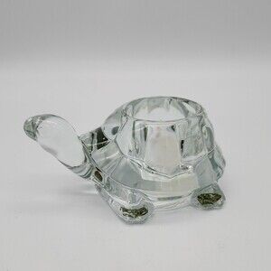 Vintage Indiana Glass Turtle Crystal Clear Candle Votive Holder USA Gift #12143